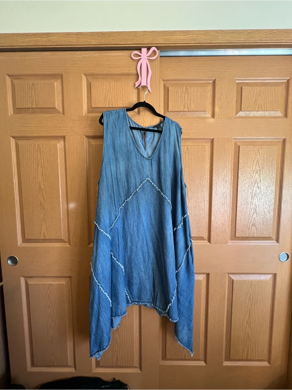 Ashley Stewart Blue Asymmetrical Sleeveless Tunic Dress